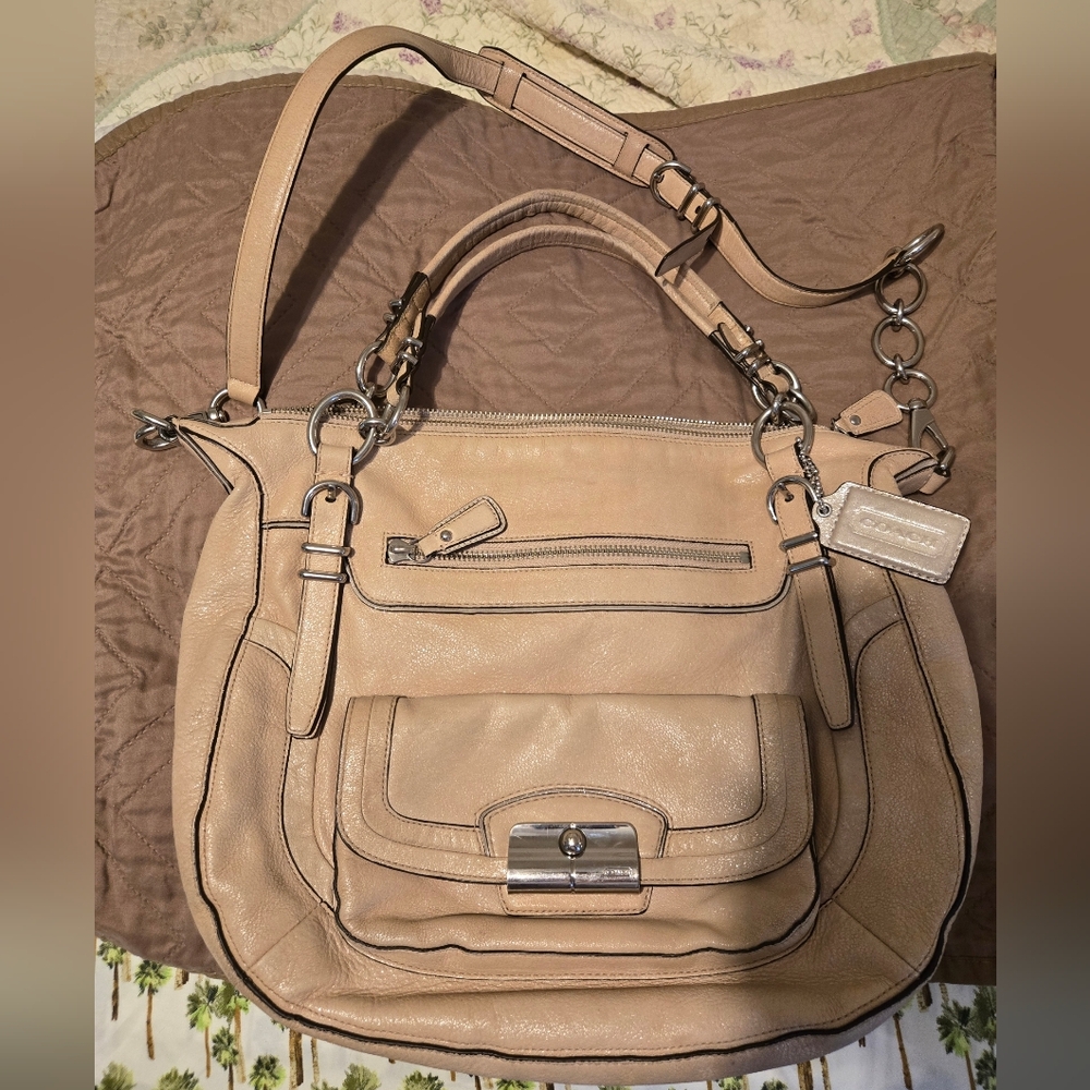 Coach Tan Metallic Leather Satchel